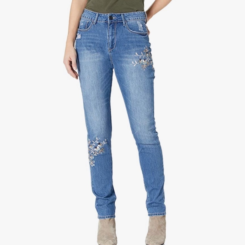 Lola Jeans Sienna Lin High Rise Embroidered Girlfriend Jean